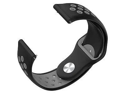 (image for) Silicone Watch Strap Band QR For Fitbit Versa 1, 2, Lite - Black/Grey - M2 (3)