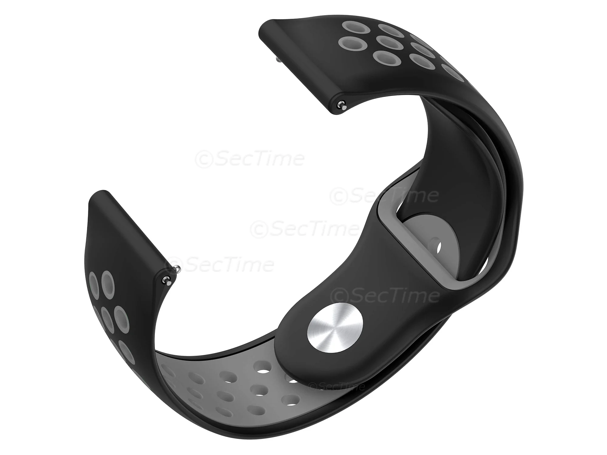 (image for) Silicone Watch Strap Band QR For Fitbit Versa 1, 2, Lite - Black/Grey - M2 (3)