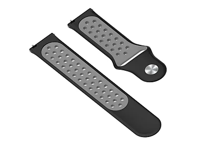 (image for) Silicone Watch Strap Band QR For Fitbit Versa 1, 2, Lite - Black/Grey - M2 (4)
