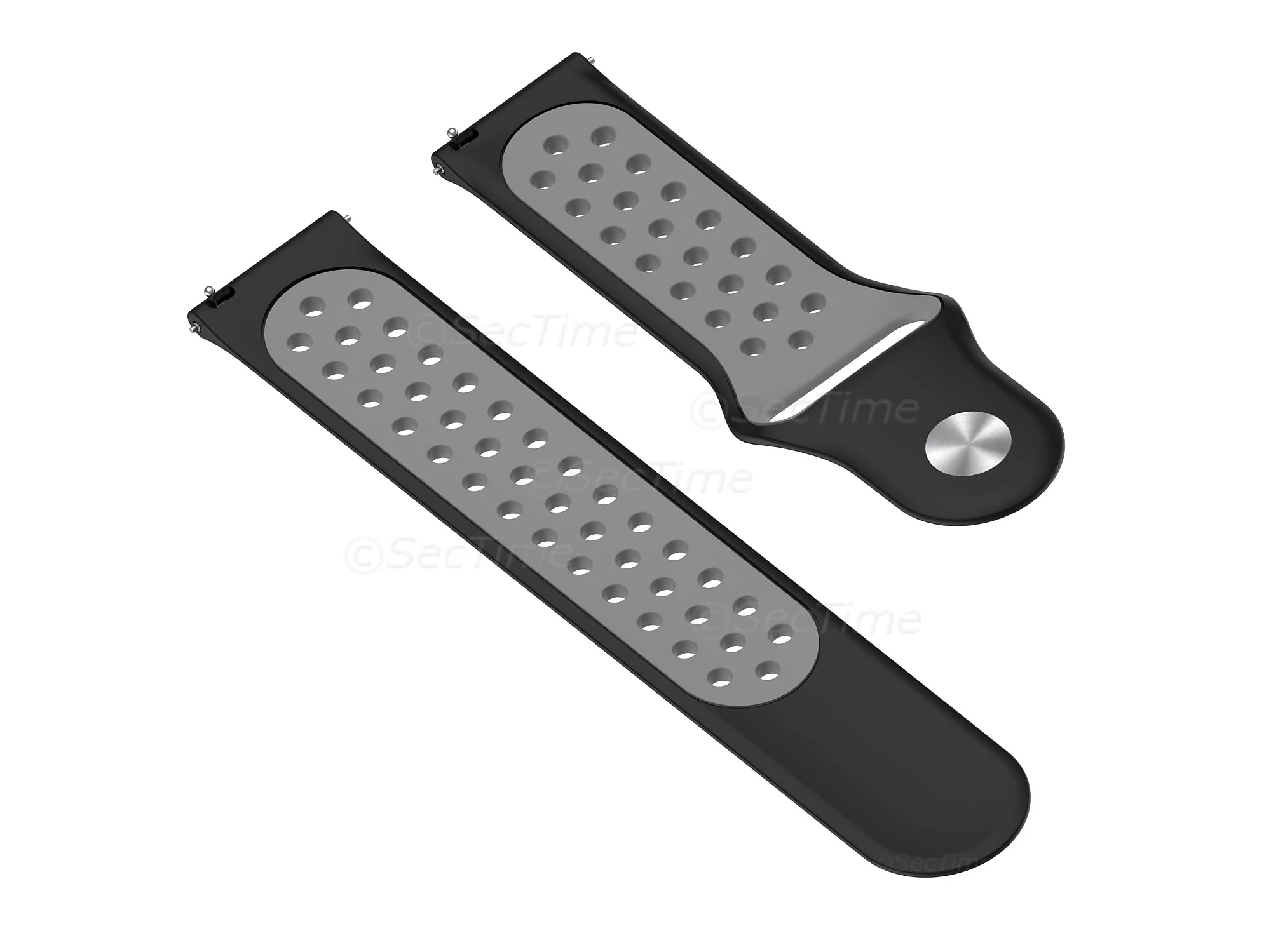 (image for) Silicone Watch Strap Band QR For Fitbit Versa 1, 2, Lite - Black/Grey - M2 (4)
