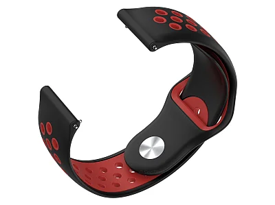 (image for) Silicone Watch Strap Band QR For Fitbit Versa 1, 2, Lite - Black/Red - M2 (3)