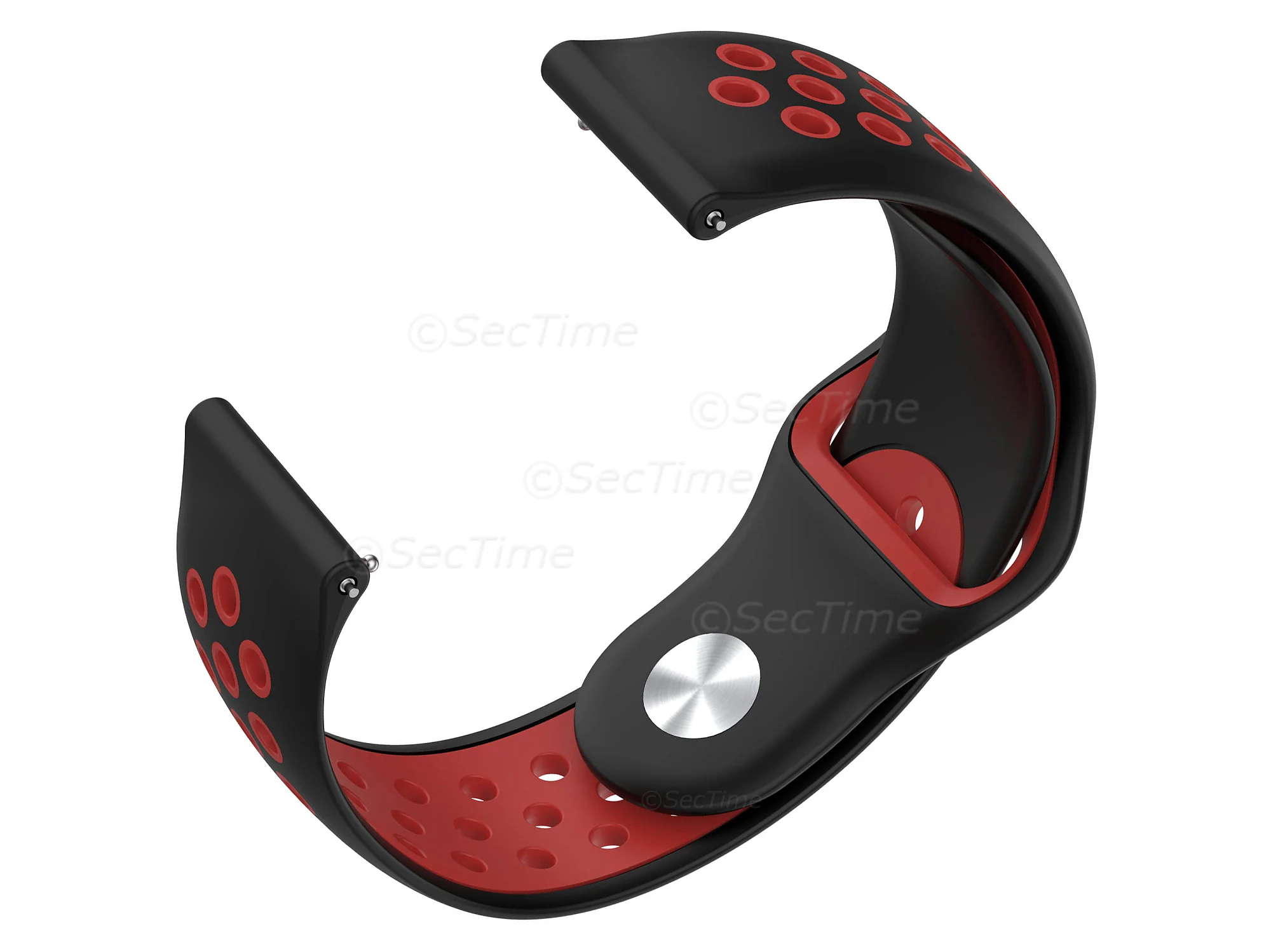 (image for) Silicone Watch Strap Band QR For Fitbit Versa 1, 2, Lite - Black/Red - M2 (3)