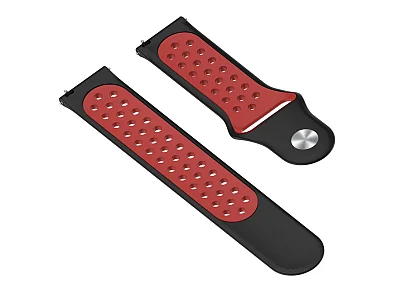 (image for) Silicone Watch Strap Band QR For Fitbit Versa 1, 2, Lite - Black/Red - M2 (4)