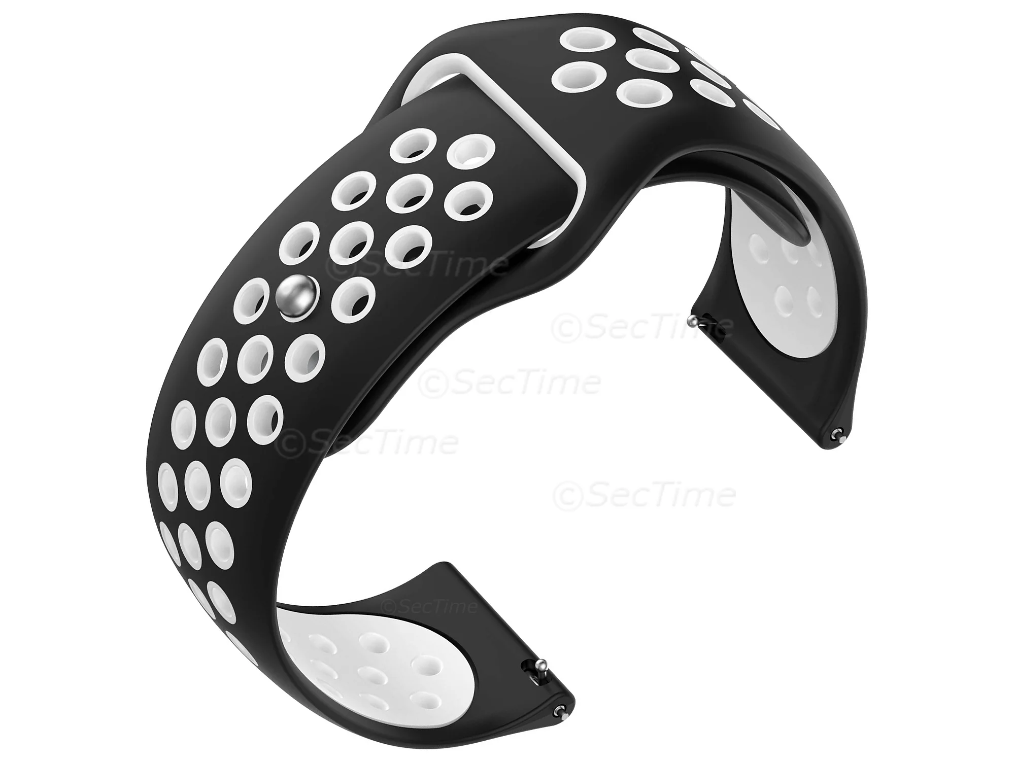 (image for) Silicone Watch Strap Band QR For Fitbit Versa 1, 2, Lite - Black/White - M2 (2)