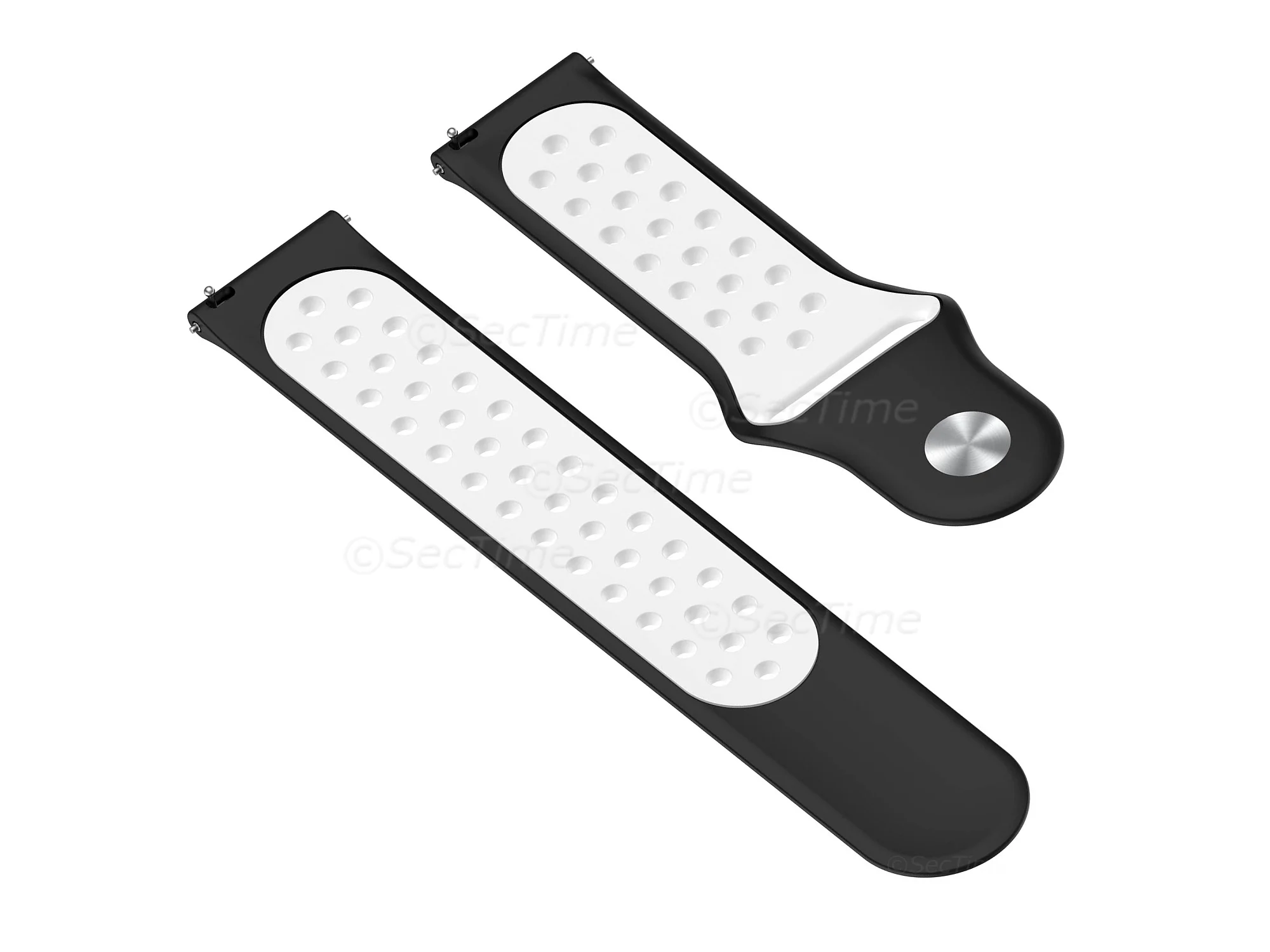 (image for) Silicone Watch Strap Band QR For Fitbit Versa 1, 2, Lite - Black/White - M2 (4)