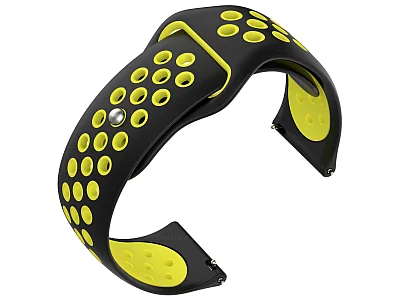 (image for) Silicone Watch Strap Band QR For Fitbit Versa 1, 2, Lite - Black/Yellow - M2 (2)