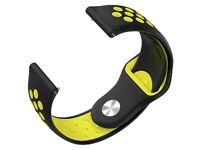 (image for) Silicone Watch Strap Band QR For Fitbit Versa 1, 2, Lite - Black/Yellow - M2 (3)