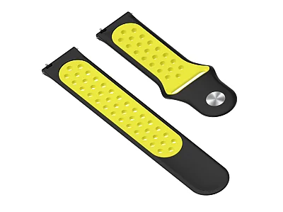 (image for) Silicone Watch Strap Band QR For Fitbit Versa 1, 2, Lite - Black/Yellow - M2 (4)