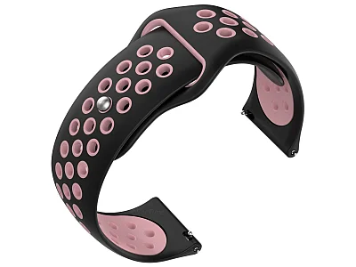 (image for) Silicone Watch Strap Band QR For Fitbit Versa 1, 2, Lite - Black/Pink - M2 (2)