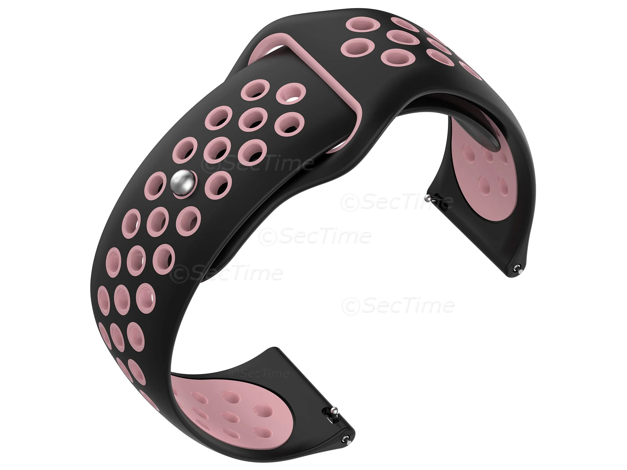 (image for) Silicone Watch Strap Band QR For Fitbit Versa 1, 2, Lite - Black/Pink - M2 (2)