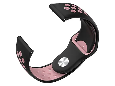 (image for) Silicone Watch Strap Band QR For Fitbit Versa 1, 2, Lite - Black/Pink - M2 (3)