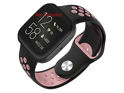 (image for) Silicone Watch Strap Band QR For Fitbit Versa 1, 2, Lite - Black/Pink - M2