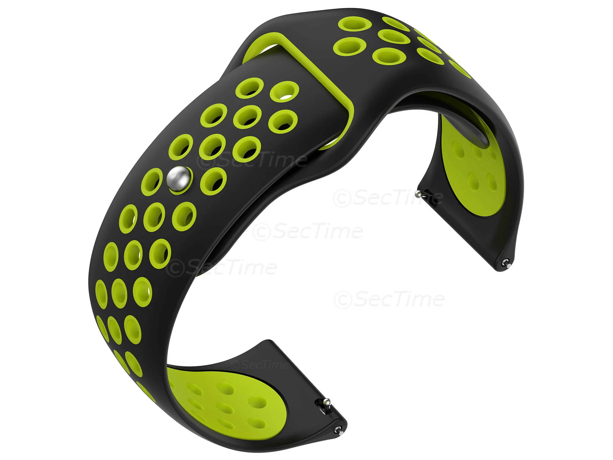 (image for) Silicone Watch Strap Band QR For Fitbit Versa 1, 2, Lite - Black/Green - M2 (2)