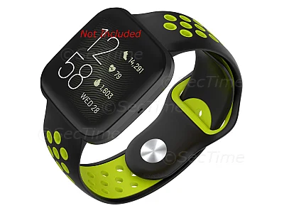 (image for) Silicone Watch Strap Band QR For Fitbit Versa 1, 2, Lite - Black/Green - M2