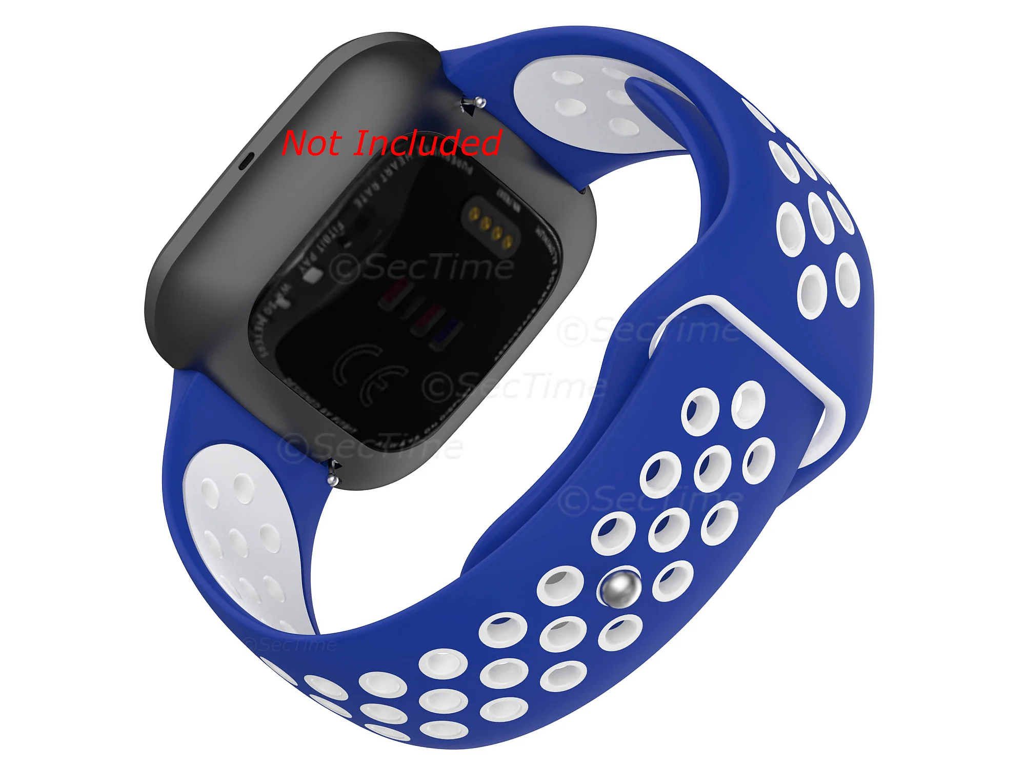 (image for) Silicone Watch Strap Band QR For Fitbit Versa 1, 2, Lite - Blue/White - M2 (1)