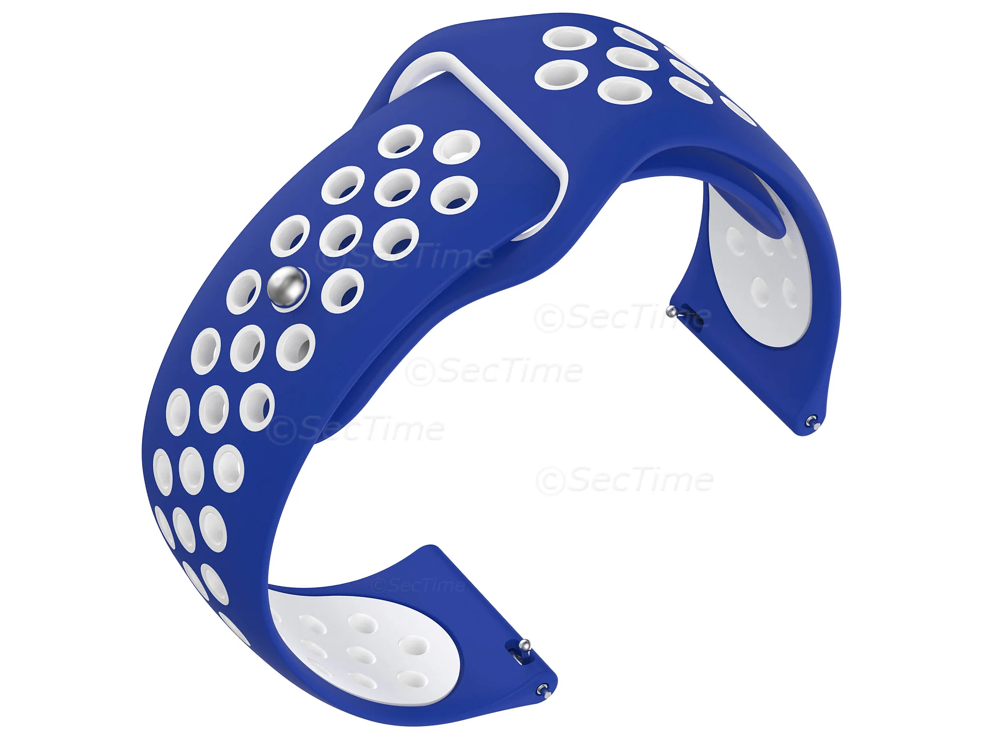 (image for) Silicone Watch Strap Band QR For Fitbit Versa 1, 2, Lite - Blue/White - M2 (2)