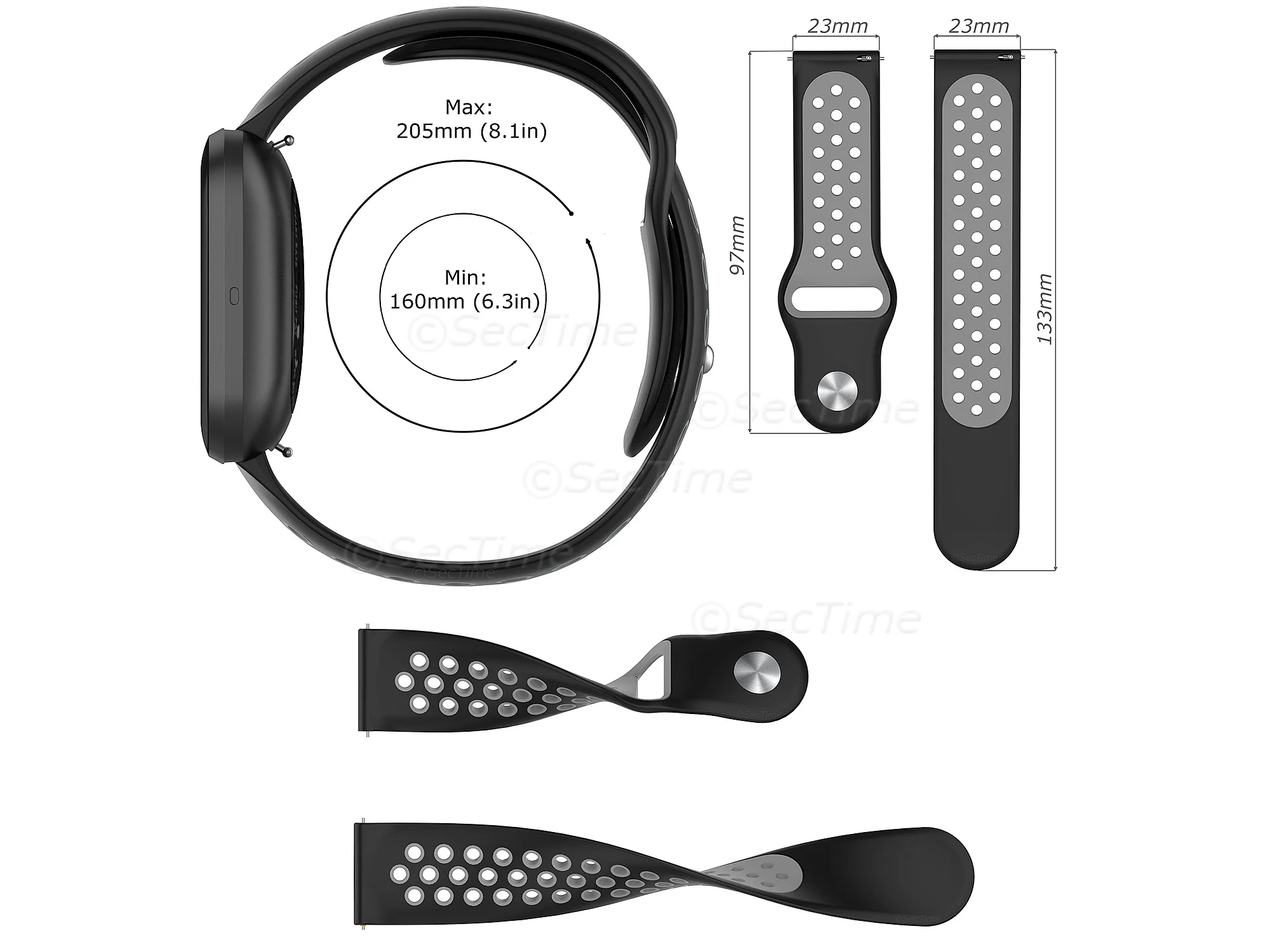 (image for) Silicone Watch Strap Band QR For Fitbit Versa 1, 2, Lite - Blue/White - M2 (5)