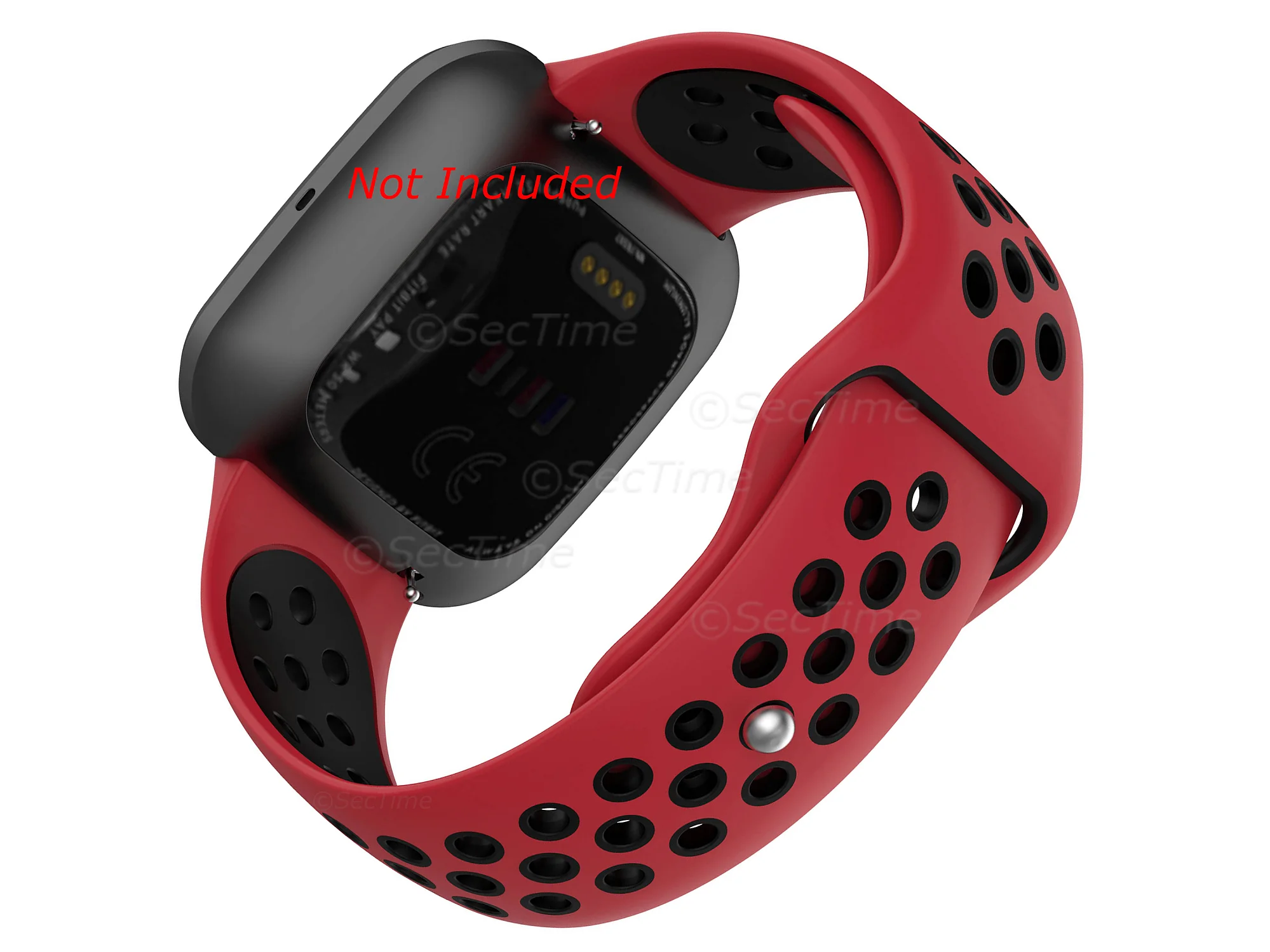 (image for) Silicone Watch Strap Band QR For Fitbit Versa 1, 2, Lite - Red/Black - M2 (1)