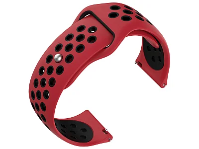 (image for) Silicone Watch Strap Band QR For Fitbit Versa 1, 2, Lite - Red/Black - M2 (2)
