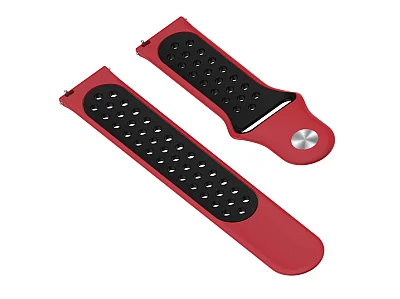 (image for) Silicone Watch Strap Band QR For Fitbit Versa 1, 2, Lite - Red/Black - M2 (4)