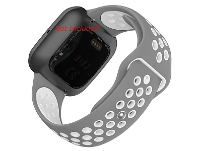 (image for) Silicone Watch Strap Band QR For Fitbit Versa 1, 2, Lite - Grey/White - M2 (1)