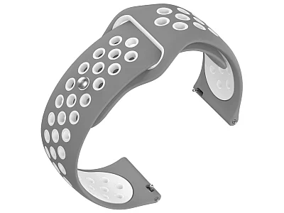 (image for) Silicone Watch Strap Band QR For Fitbit Versa 1, 2, Lite - Grey/White - M2 (2)