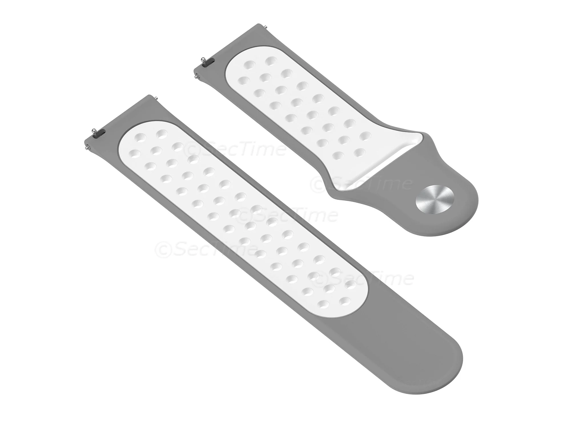 (image for) Silicone Watch Strap Band QR For Fitbit Versa 1, 2, Lite - Grey/White - M2 (4)