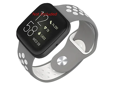 (image for) Silicone Watch Strap Band QR For Fitbit Versa 1, 2, Lite - Grey/White - M2