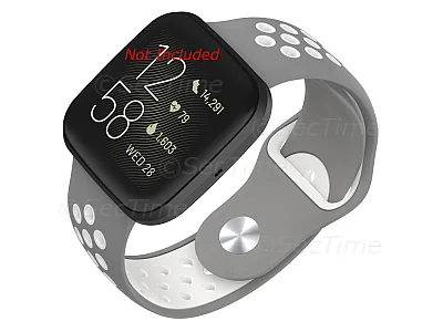 (image for) Silicone Watch Strap Band QR For Fitbit Versa 1, 2, Lite - Grey/White - M2