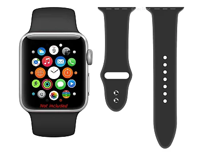 (image for) Silicone Watch Strap Band For Apple iWatch 42mm/44mm Black - Small - M1 (2)