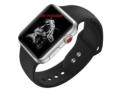 (image for) Silicone Watch Strap Band For Apple iWatch 42mm/44mm Black - Small - M1
