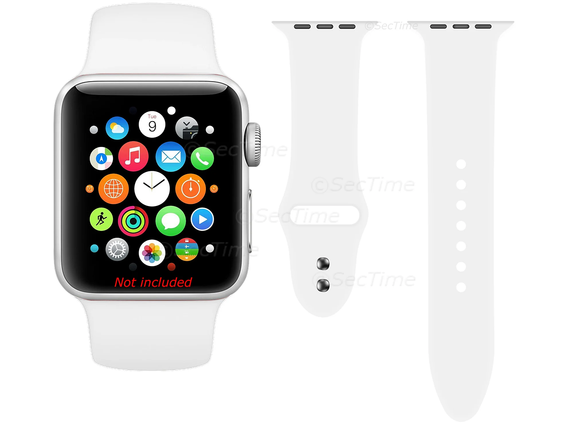 (image for) Silicone Watch Strap Band For Apple iWatch 42mm/44mm White - Small - M1 (2)