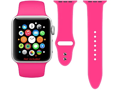 (image for) Silicone Watch Strap Band For Apple iWatch 38mm/40mm Neon Pink - Small - M1 (2)