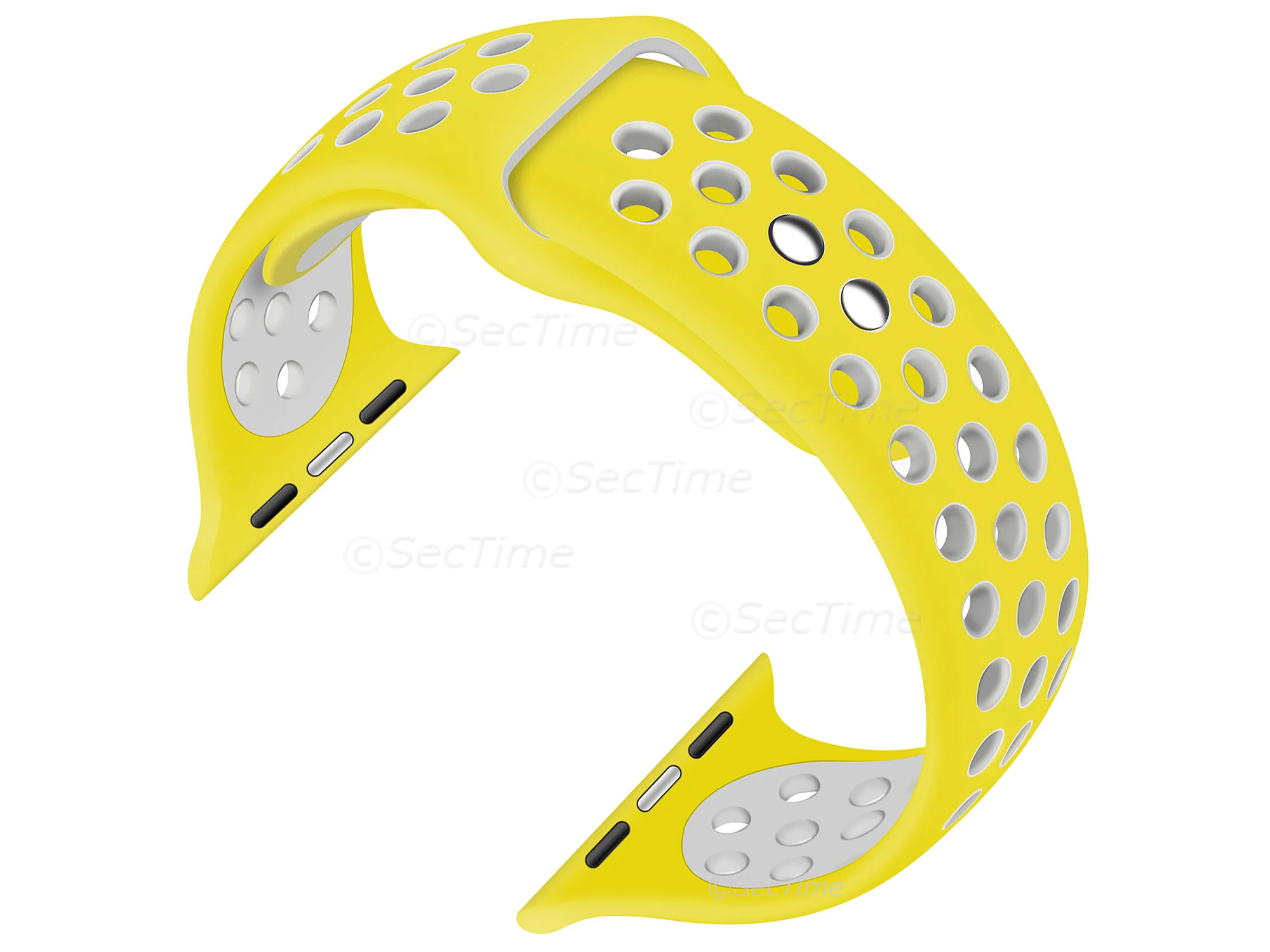 (image for) Perforated Silicone Watch Strap For Apple iWatch 38mm/40mm Yellow/Silver Small (1)