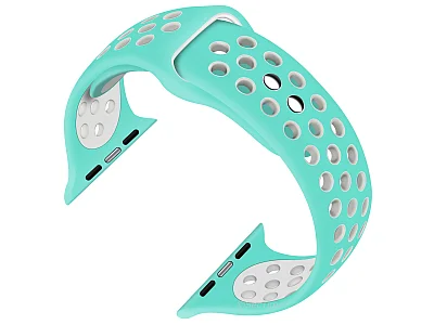 (image for) Perforated Silicone Watch Strap For Apple iWatch 38mm/40mm Turquoise/White Small (1)