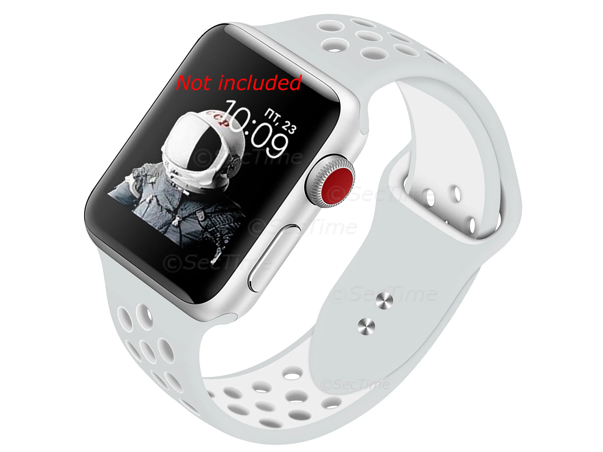 (image for) Perforated Silicone Watch Strap For Apple iWatch 38mm/40mm Silver/White Large