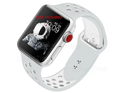 (image for) Perforated Silicone Watch Strap For Apple iWatch 42mm/44mm Silver/White Large