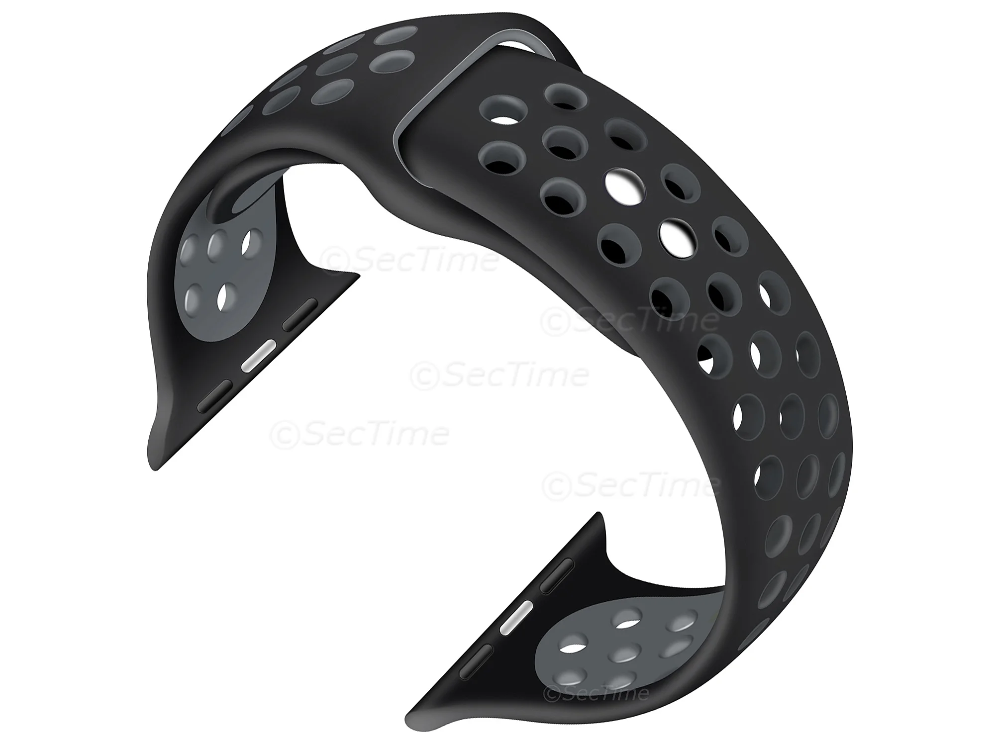 (image for) Perforated Silicone Watch Strap For Apple iWatch 38mm/40mm Black/Grey Small (1)