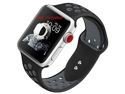 (image for) Perforated Silicone Watch Strap For Apple iWatch 38mm/40mm Black/Grey Small
