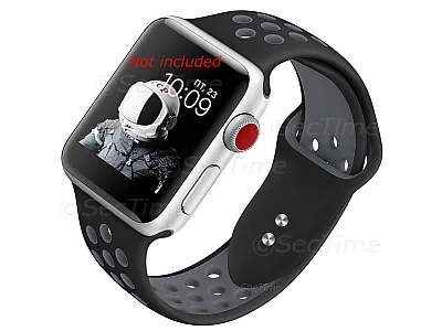 (image for) Perforated Silicone Watch Strap For Apple iWatch 38mm/40mm Black/Grey Large