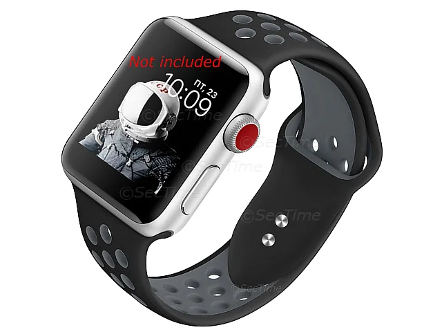 (image for) Perforated Silicone Watch Strap For Apple iWatch 38mm/40mm Black/Grey Small