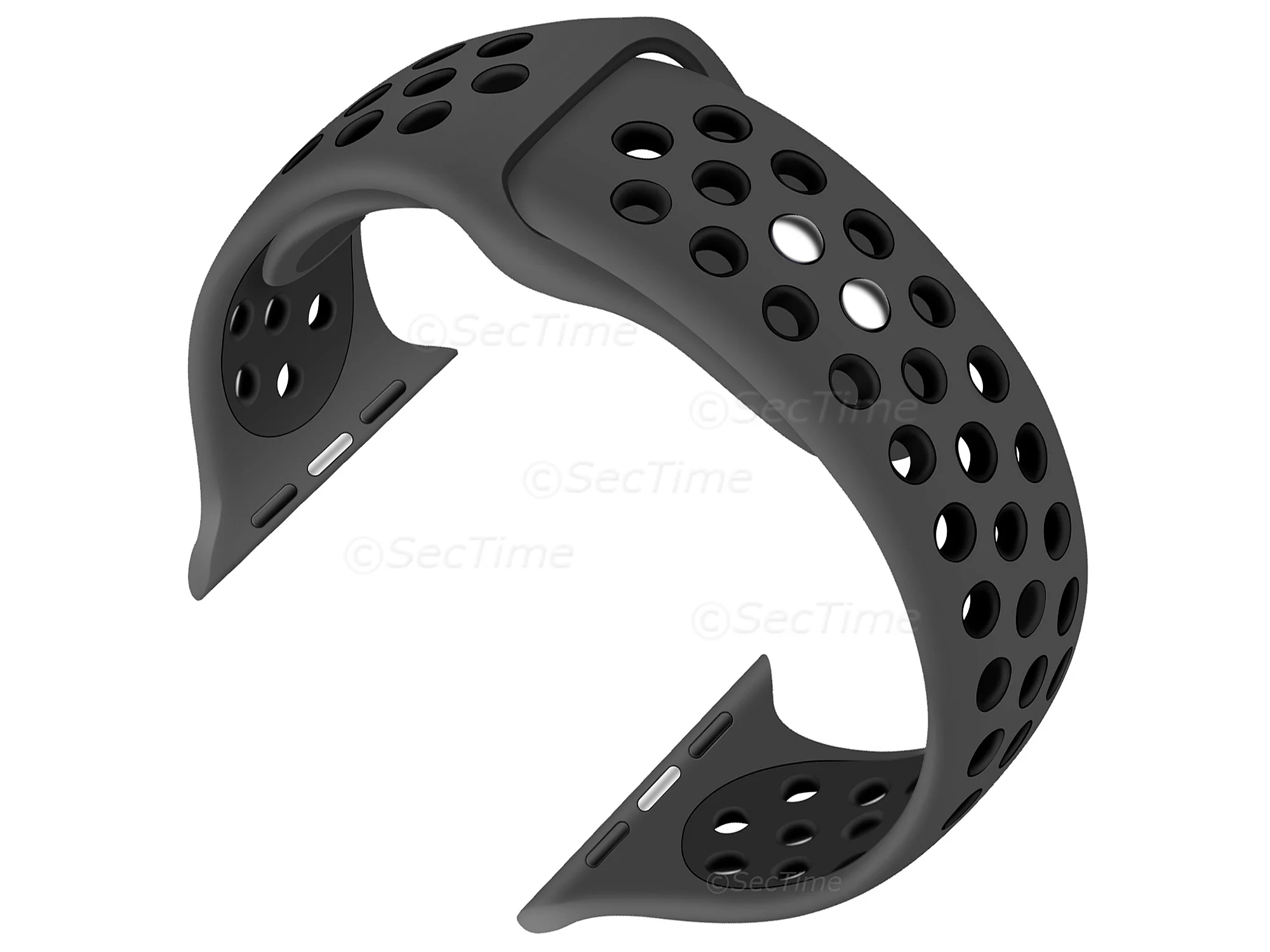 (image for) Perforated Silicone Watch Strap For Apple iWatch 38mm/40mm Grey/Black Small (1)