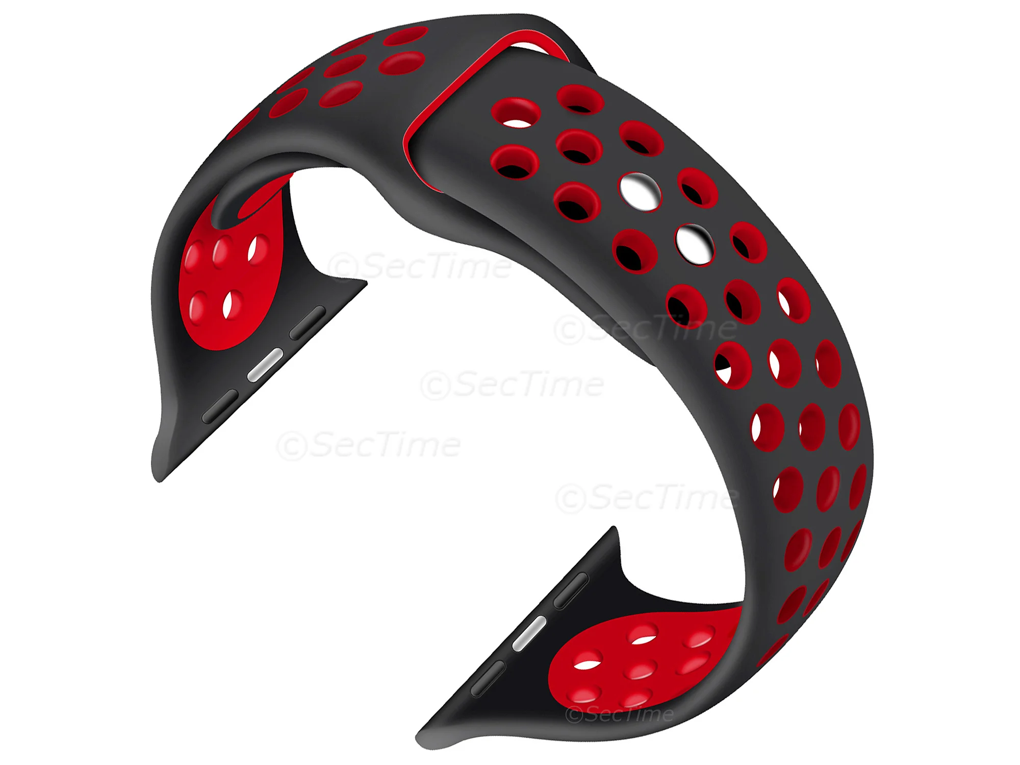 (image for) Perforated Silicone Watch Strap For Apple iWatch 38mm/40mm Black/Red Small (1)