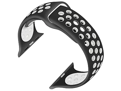 (image for) Perforated Silicone Watch Strap For Apple iWatch 38mm/40mm Black/White Small (1)