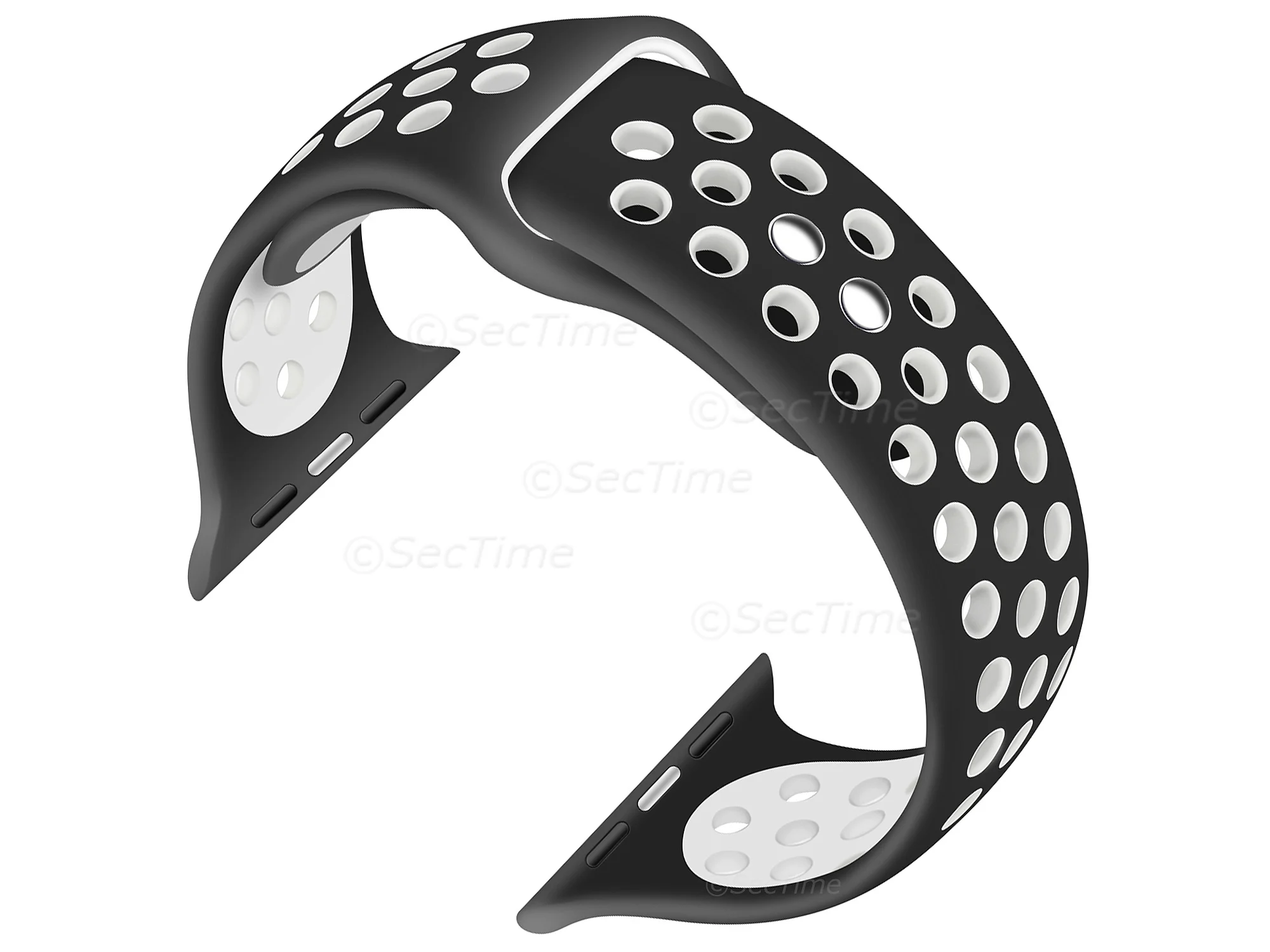 (image for) Perforated Silicone Watch Strap For Apple iWatch 38mm/40mm Black/White Small (1)