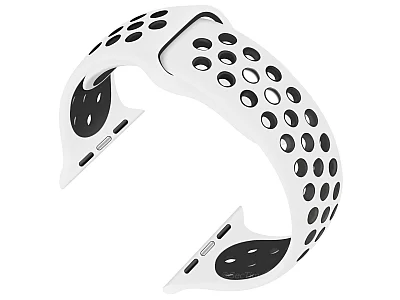 (image for) Perforated Silicone Watch Strap For Apple iWatch 38mm/40mm White/Black Small (1)