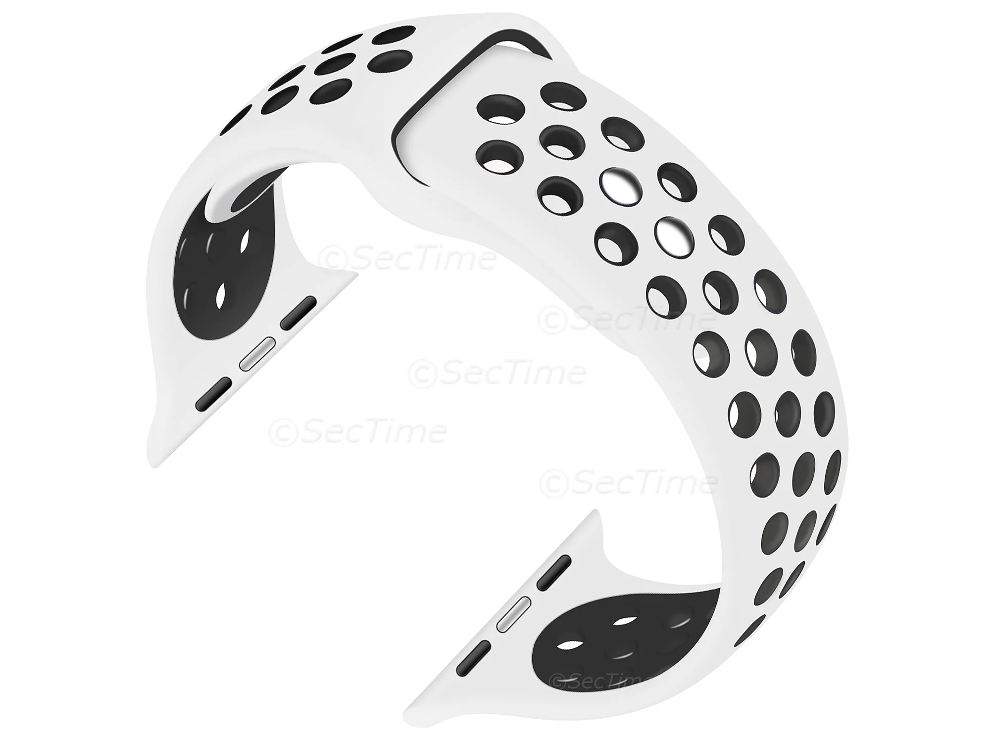 (image for) Perforated Silicone Watch Strap For Apple iWatch 38mm/40mm White/Black Small (1)