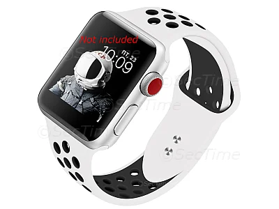 (image for) Perforated Silicone Watch Strap For Apple iWatch 38mm/40mm White/Black Large