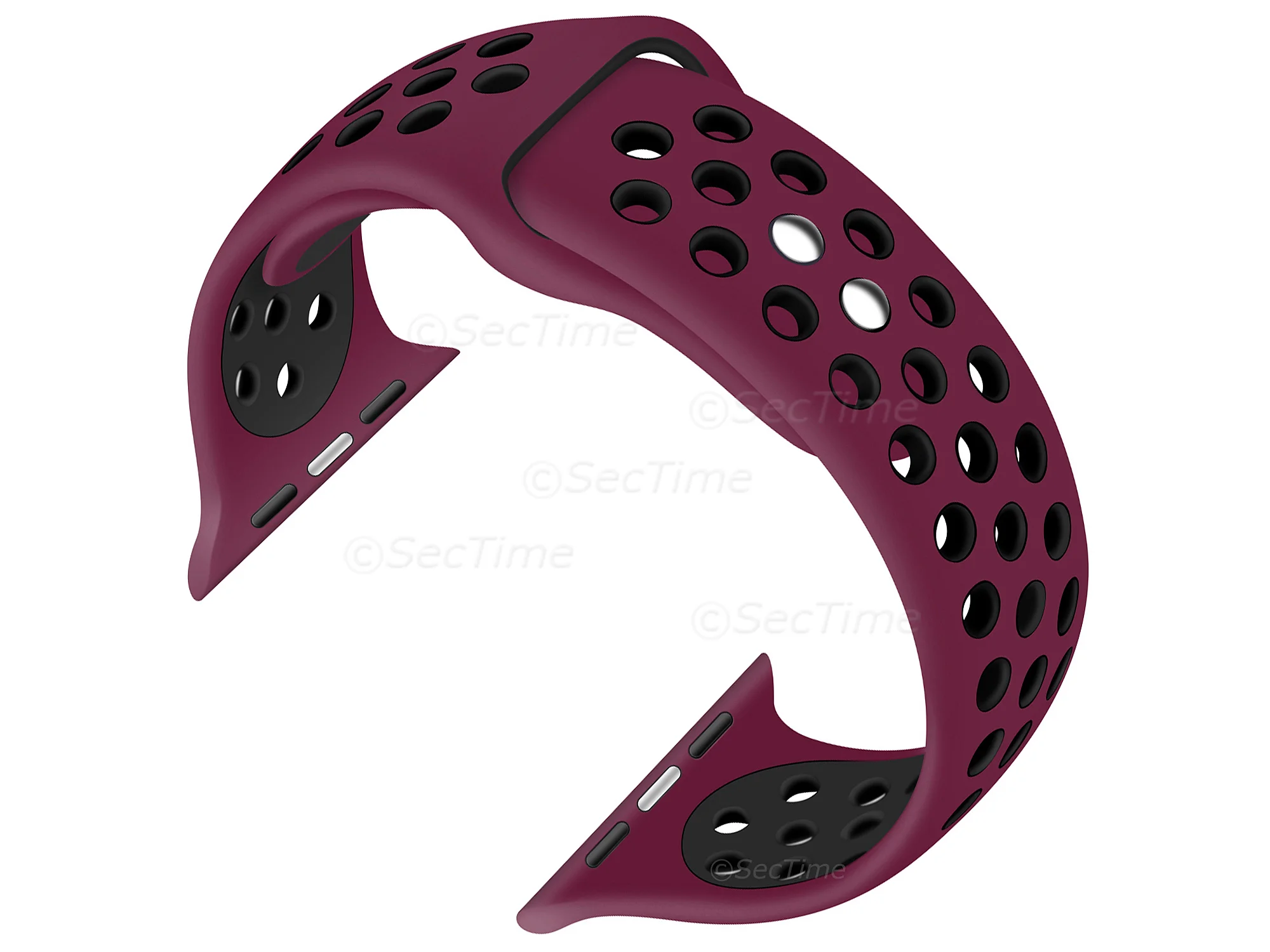 (image for) Perforated Silicone Watch Strap For Apple iWatch 38mm/40mm Maroon/Black Small (1)