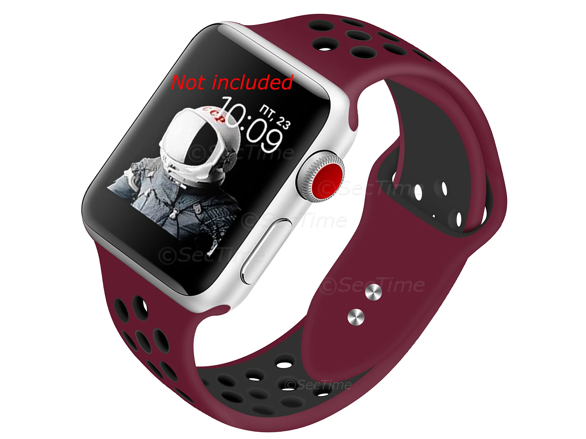 (image for) Perforated Silicone Watch Strap For Apple iWatch 38mm/40mm Maroon/Black Small